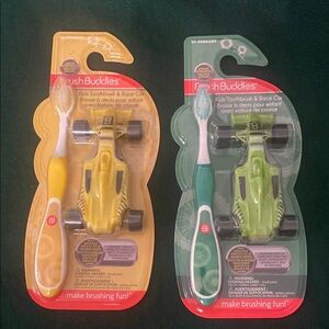 2 X Brush Buddies Kids Green & Yellow Ultra Soft Bristles Toothbrush.